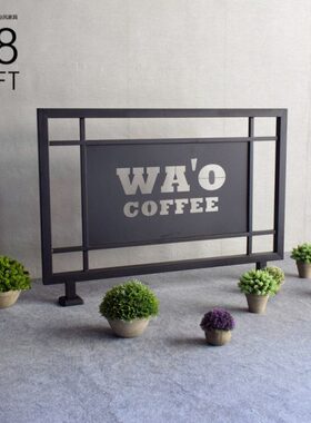 工业风健身房带logo围栏矮隔断loft餐厅酒吧铁艺护栏室内阁楼栏杆