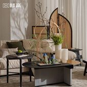 假山陶瓷水纹茶盘拖盘 青山绿水 邸高会所场景展示中式 云石花器