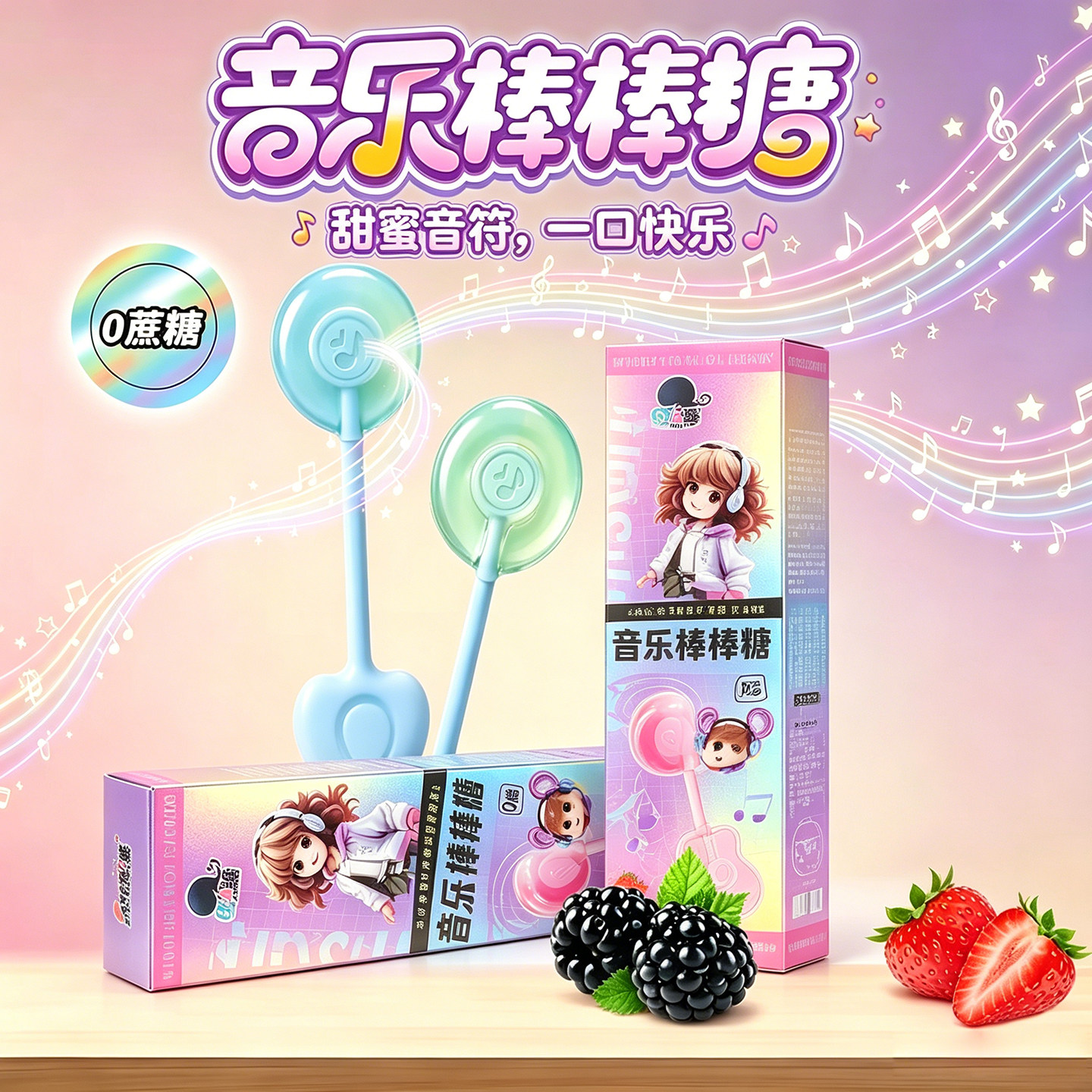 网红音乐棒棒糖0蔗糖会唱歌的棒棒糖儿童糖果生日万圣节日礼物