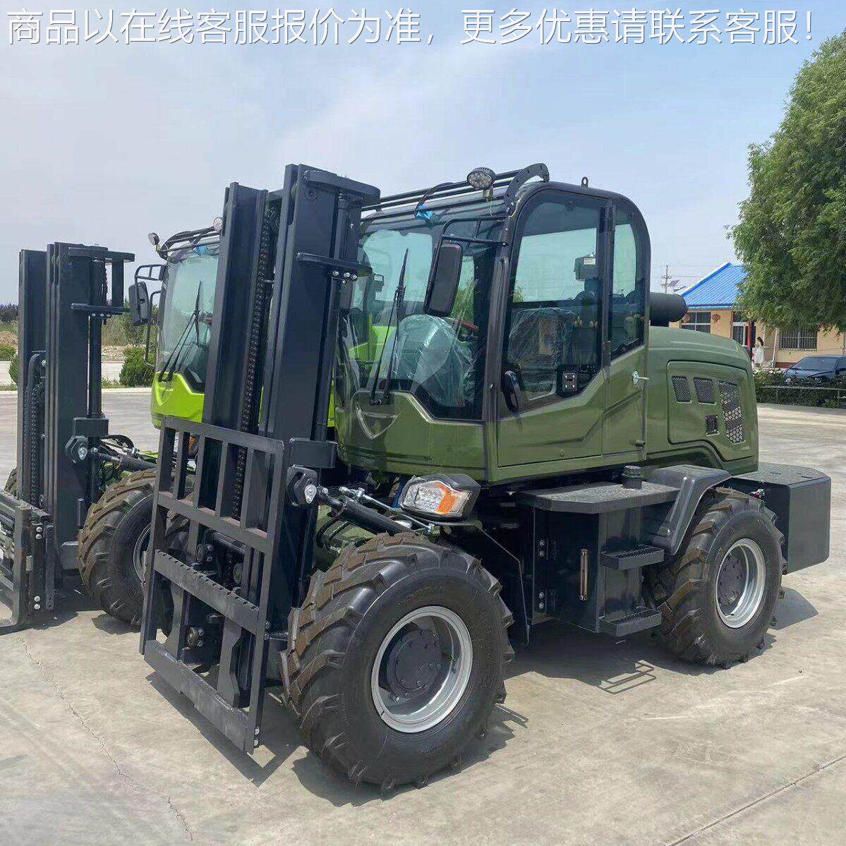 出口美国四轮式堆叉车 5吨山地搬运越野叉车 装卸搬运柴油叉车