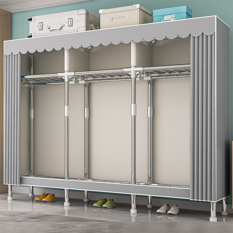 衣柜钢架结构家用卧室封闭拉链布衣柜租房简易组装收纳柜结实耐用,住宅家具,简易衣柜,淘宝优惠券,粉丝福利购,淘宝优惠卷