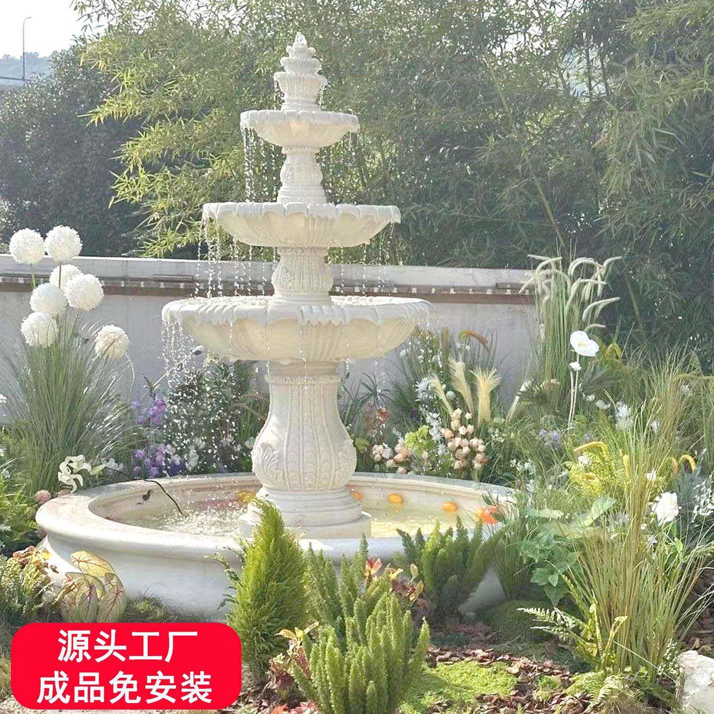 厂家欧式喷泉许愿池流水落地摆件户外庭院花园造景雕塑景观鱼池