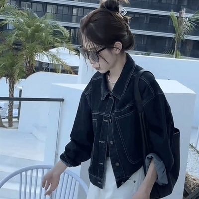 牛仔外套女春夏2026新款韩版宽松百搭设计感潮流小个子夹克上衣女
