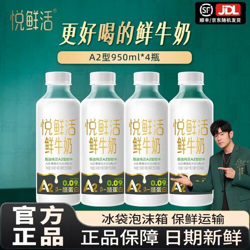君乐宝悦鲜活A2低温奶950ml*4