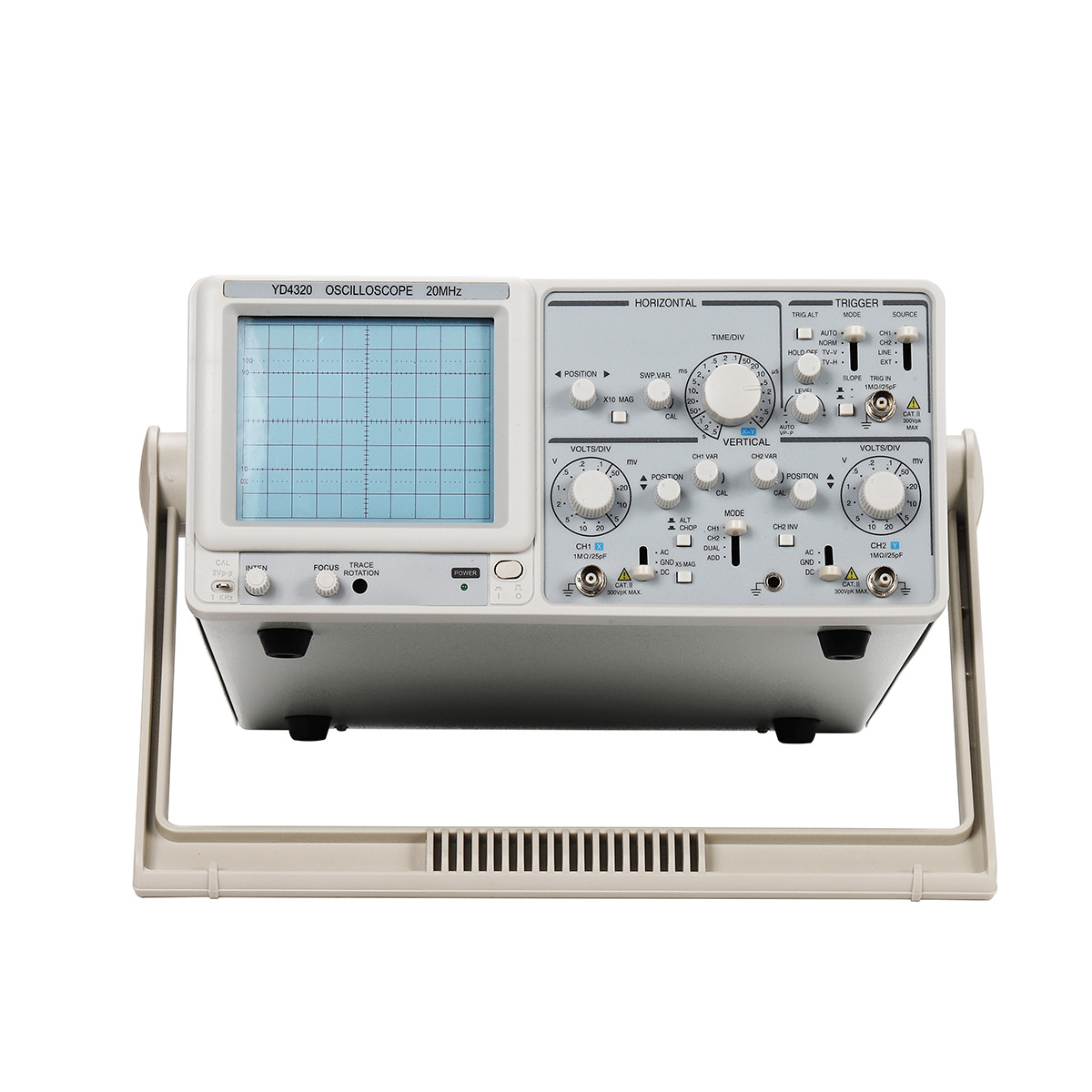 双踪模拟示波器内刻度矩形示波管20MHz波形分析教学实验工具
