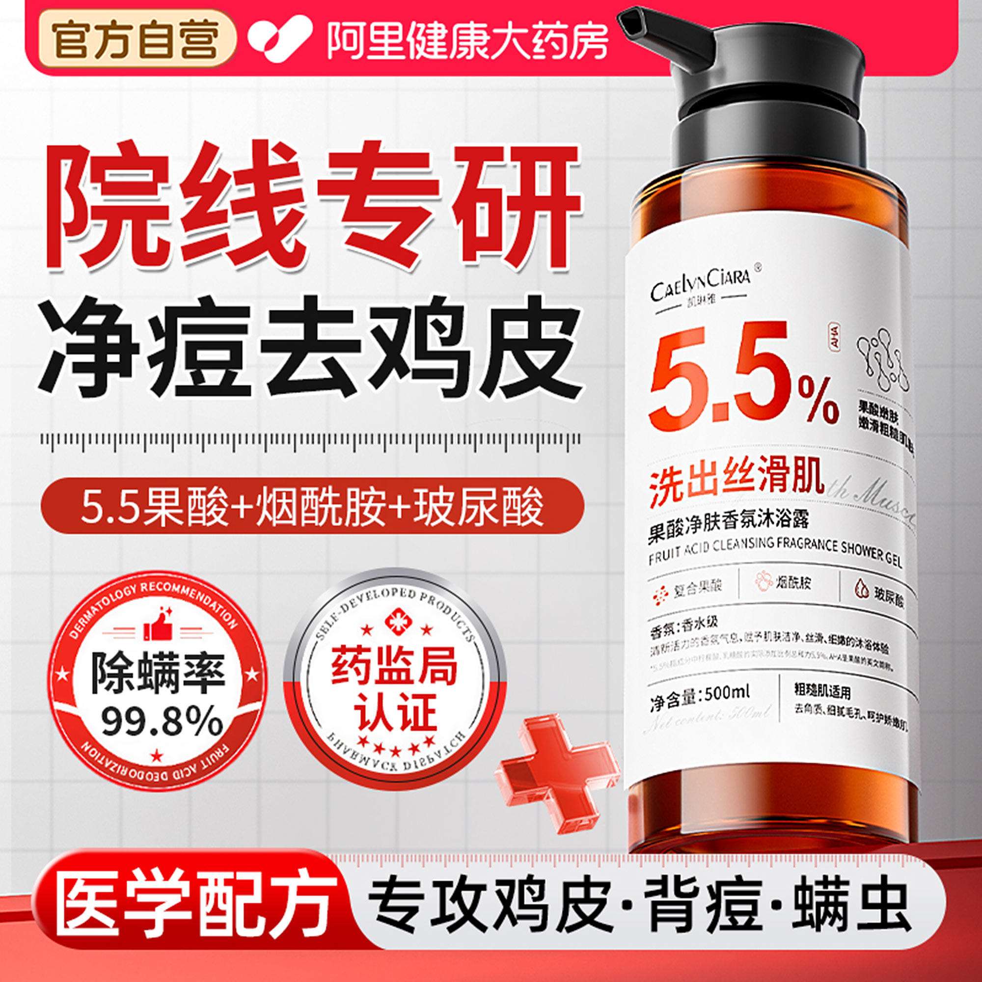 果酸沐浴露身体乳液水杨酸后背祛痘除螨去鸡皮角质持久留香男女士
