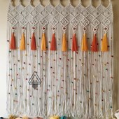 彩色门帘卧室民宿软装 数星星 流苏摩洛哥挂饰手工编织挂毯