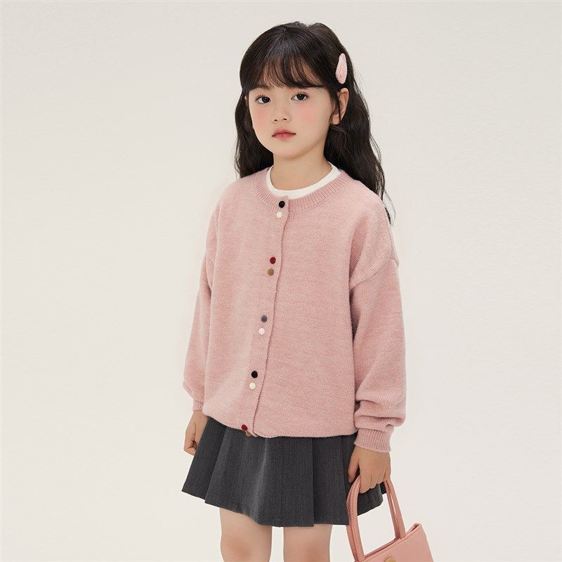 沫沫童装春装女童针织衫2024春秋季新款儿童上衣洋气打底毛衣开衫图片