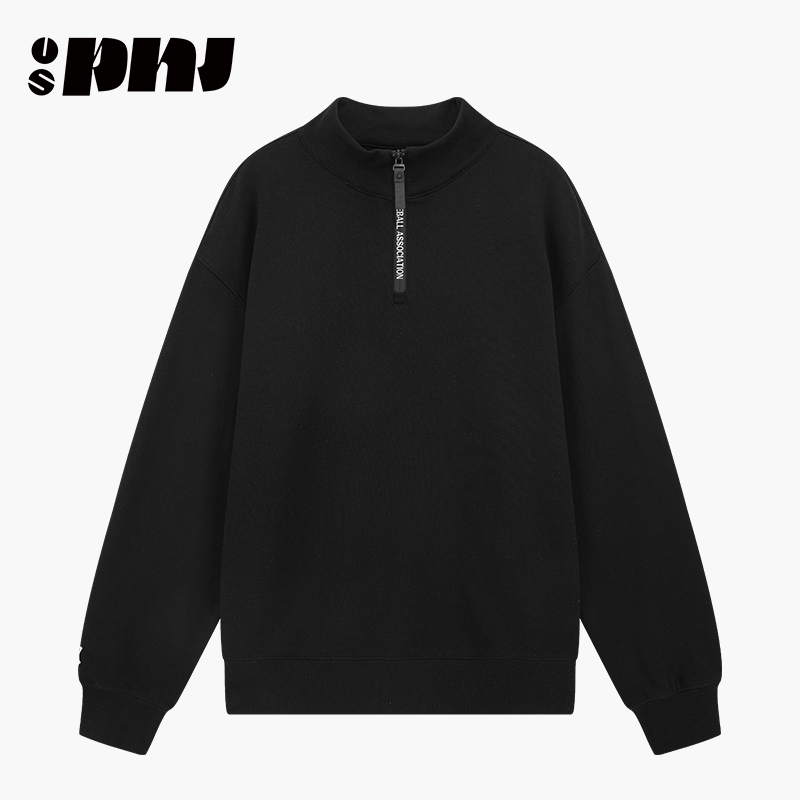 立领半拉链卫衣男女宽松休闲上衣