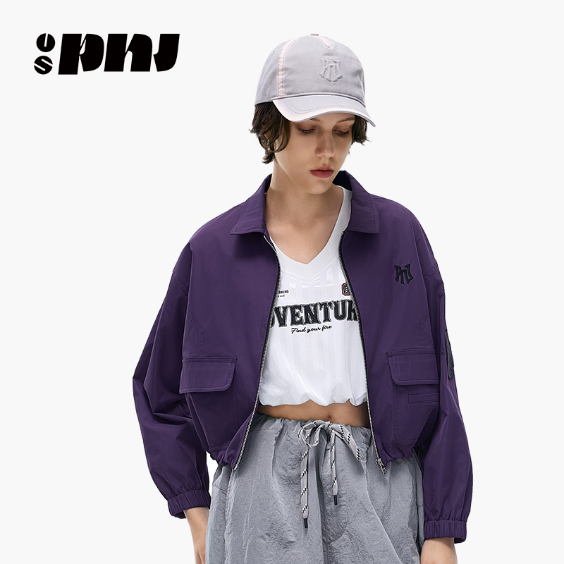 翻领短外套女宽松休闲上衣