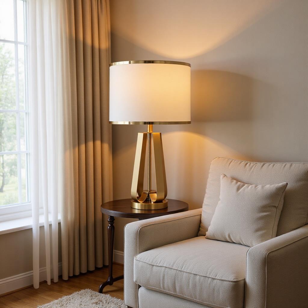 后现代创意个性金色四边台灯客厅书房设计师边几样卧室床头夜灯