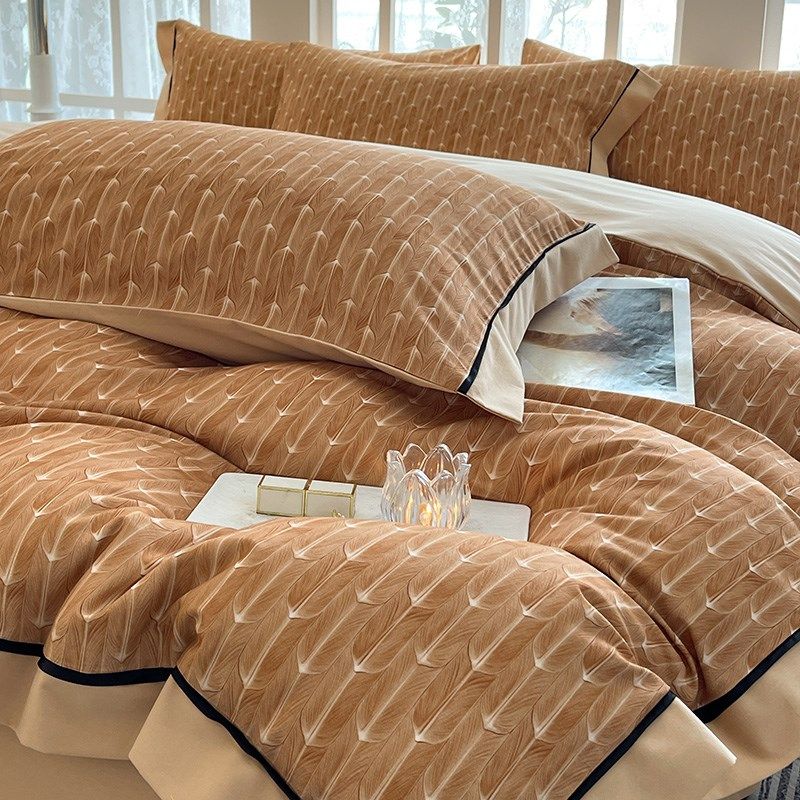 高级感A类200支纯棉磨毛四件套全棉秋冬加厚被套床单床笠床上用品