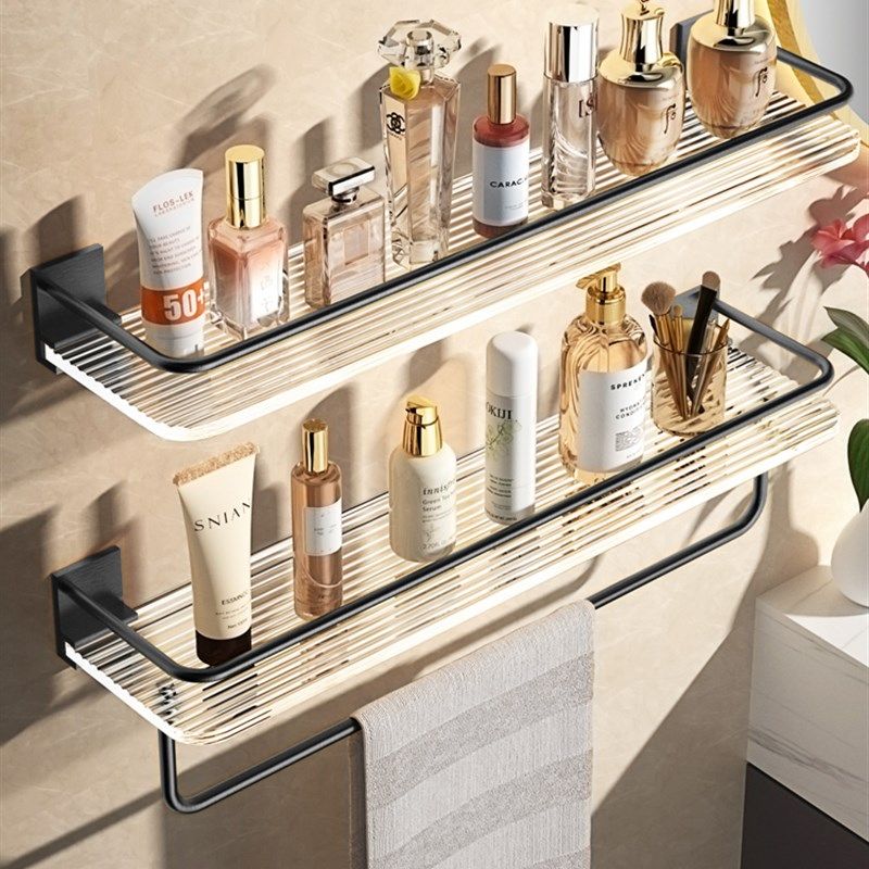 浴室置物架卫生间洗手洗漱台亚克力黑色厕所洗手间毛巾收纳免打孔,家装主材,卫浴置物架,淘宝优惠券,粉丝福利购,淘宝优惠卷