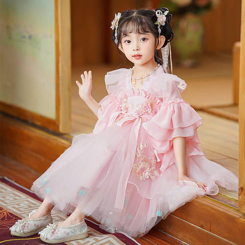 汉服女童夏款古风超仙儿童古装女中国风连衣裙小女孩唐装裙子夏季