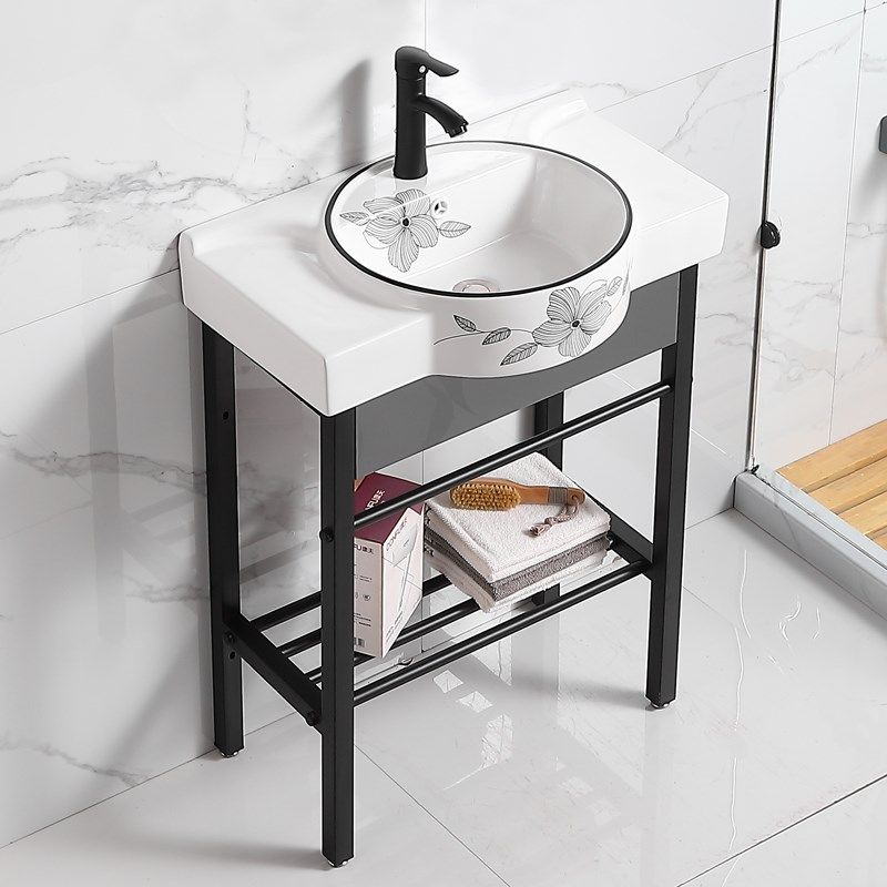 阳台落地式洗手盆卫生间盆台一体陶瓷洗脸盆不锈钢支架洗漱池小号,家装主材,立柱盆,淘宝优惠券,粉丝福利购,淘宝优惠卷
