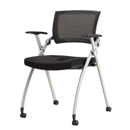 简约网布培训椅子职员椅折叠椅带写字板带轮子可移动带扶手会议椅