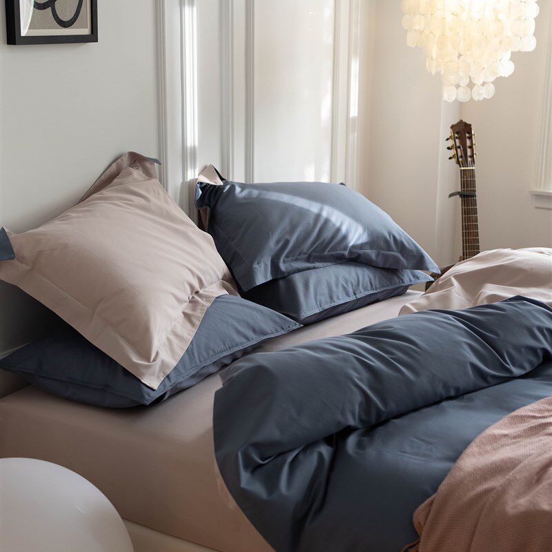 拼色北欧风100支全棉磨毛四件套 秋冬纯棉床单被套床笠式床上用品