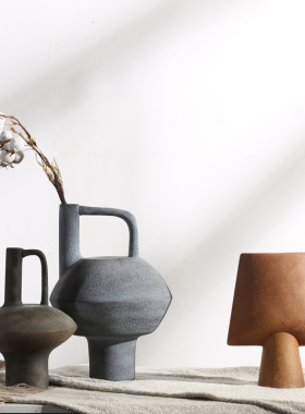 复古做旧日式侘寂风摆件陶瓷工艺饰品样板间客厅桌面新中式装饰品