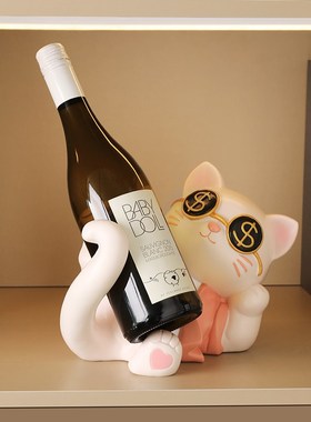 招财猫红酒架摆件酒柜轻奢高档装饰品餐边柜酒托家居客厅摆设礼品
