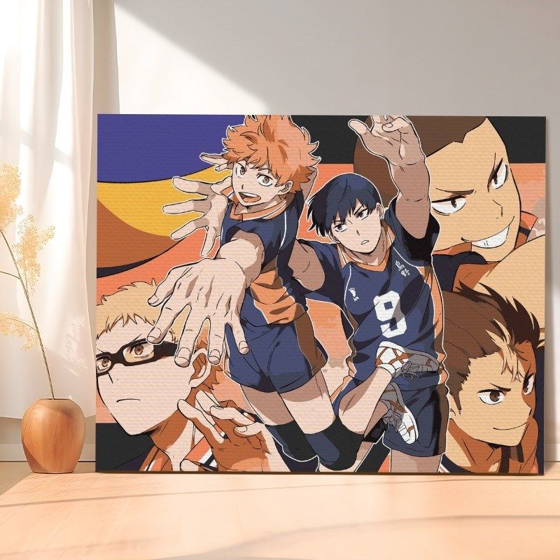 排球少年diy数字油画动漫手工填涂色涂鸦解压装饰挂画丙烯油彩画,家居饰品,DIY/数字油画,淘宝优惠券,粉丝福利购,淘宝优惠卷