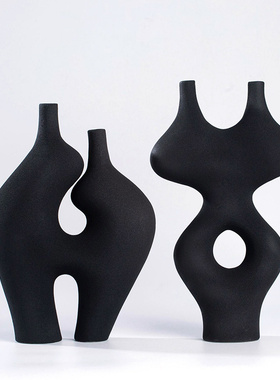 现代简约样板间桌面书柜电视柜抽象艺术哑光纯色陶瓷大号装饰摆件