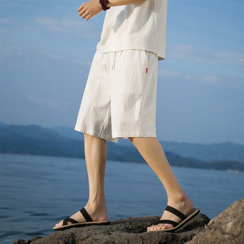 短裤男款夏季宽松直筒运动裤棉麻纯棉亚麻休闲 裤子薄沙滩裤,男装,短裤,淘宝优惠券,粉丝福利购,淘宝优惠卷