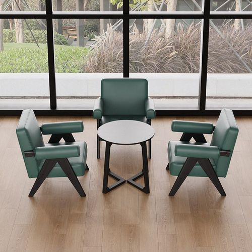 售楼处酒店大厅休息区饭店咖啡厅奶茶店现代简约实木沙发桌椅组合