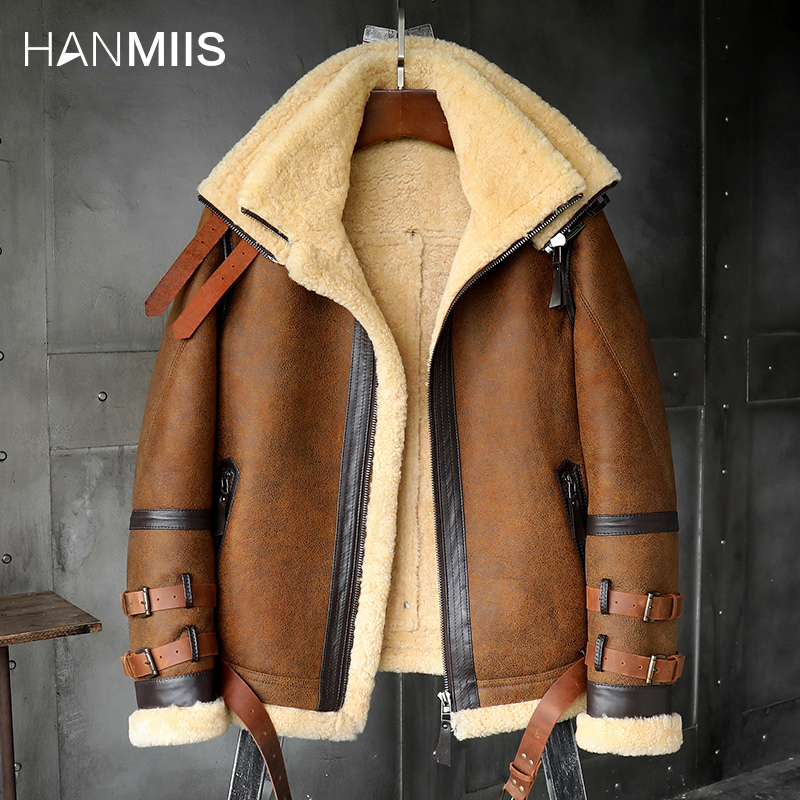 汉名仕霸气飞行服B3羊皮毛一体