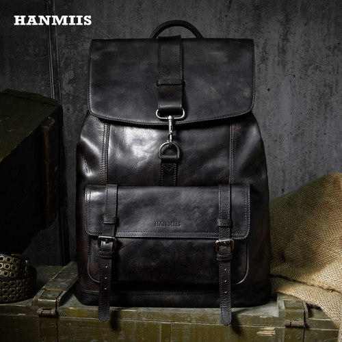HANMIIS/汉名仕旅行袋全真皮背包
