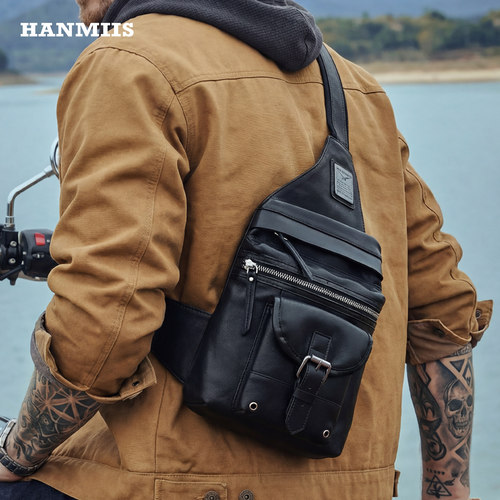 hanmiis真皮斜挎胸包B6空降兵