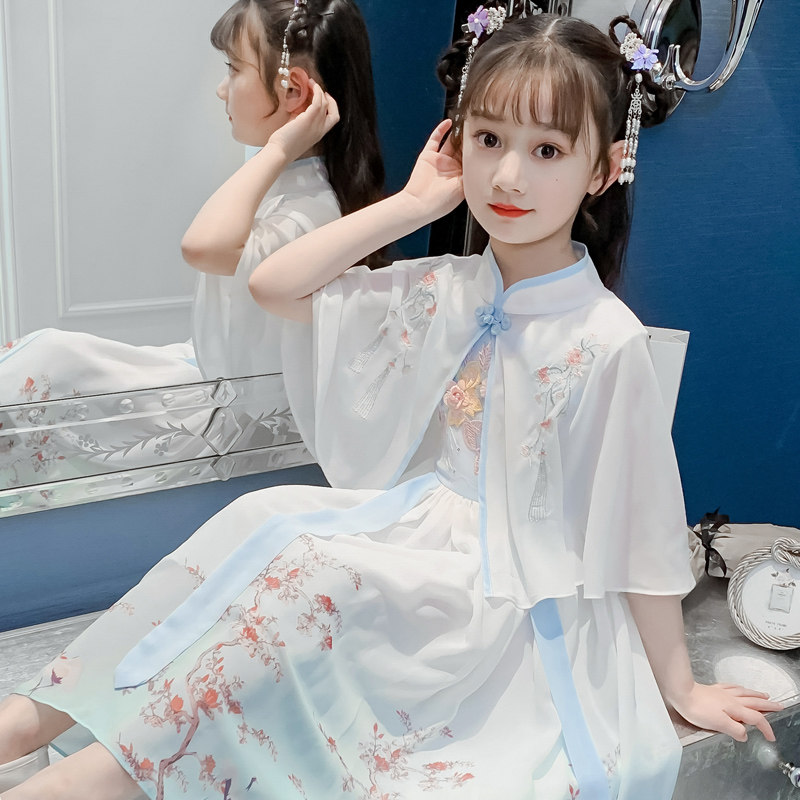 女童汉服夏装2023新款洋气儿童古装裙子夏季中国风大童雪纺连衣裙,童装/婴儿装/亲子装,连衣裙,淘宝优惠券,粉丝福利购,淘宝优惠卷