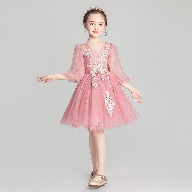 2024新女孩公主裙蓬松儿童晚礼服长袖西式高端t台花女孩儿童婚纱,童装/婴儿装/亲子装,儿童礼服,淘宝优惠券,粉丝福利购,淘宝优惠卷