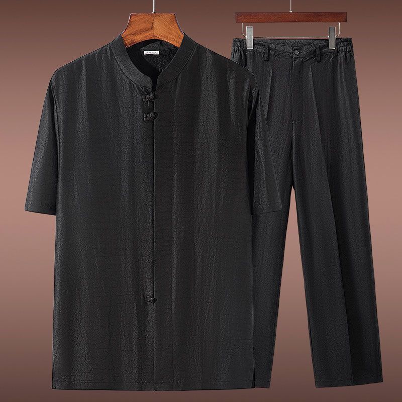 重磅正宗顺德龟裂纹香云纱唐装男短袖套装居士禅意夏装中国风男装,男装,唐装,淘宝优惠券,粉丝福利购,淘宝优惠卷