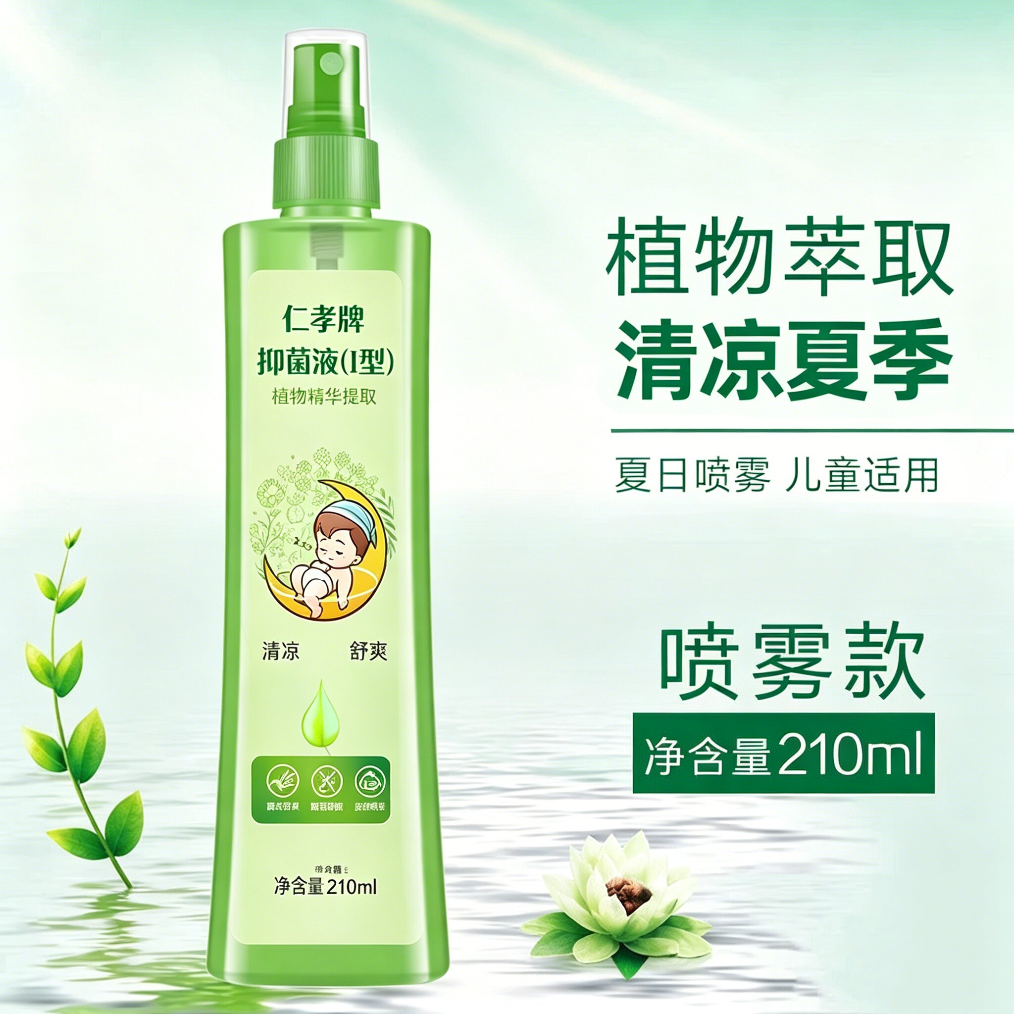 【买1送1】云草沐春仁孝牌抑菌液I型蚊虫叮咬花露水驱蚊喷雾210ml