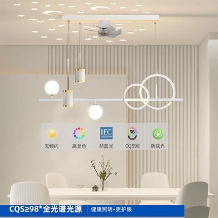 吊灯餐厅灯直流变频风扇灯吊扇一体家用灯具离线智能语音LED灯具