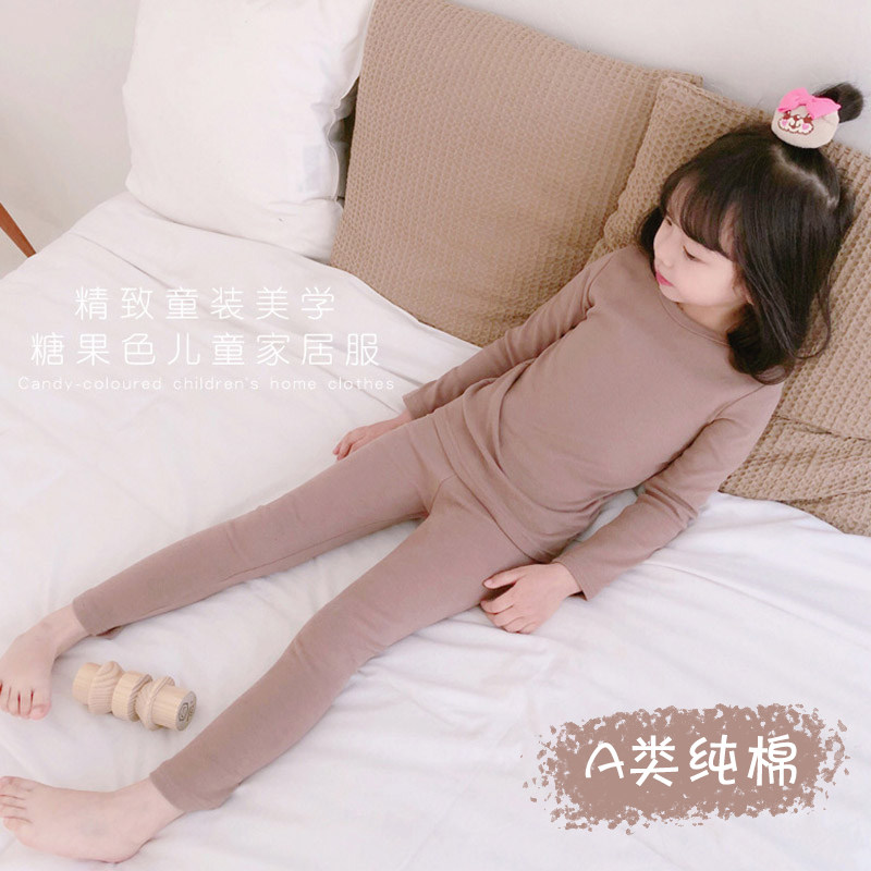 儿童秋衣卫生裤套装女童纯棉发热衣宝宝棉毛衫婴儿睡衣男童秋冬装