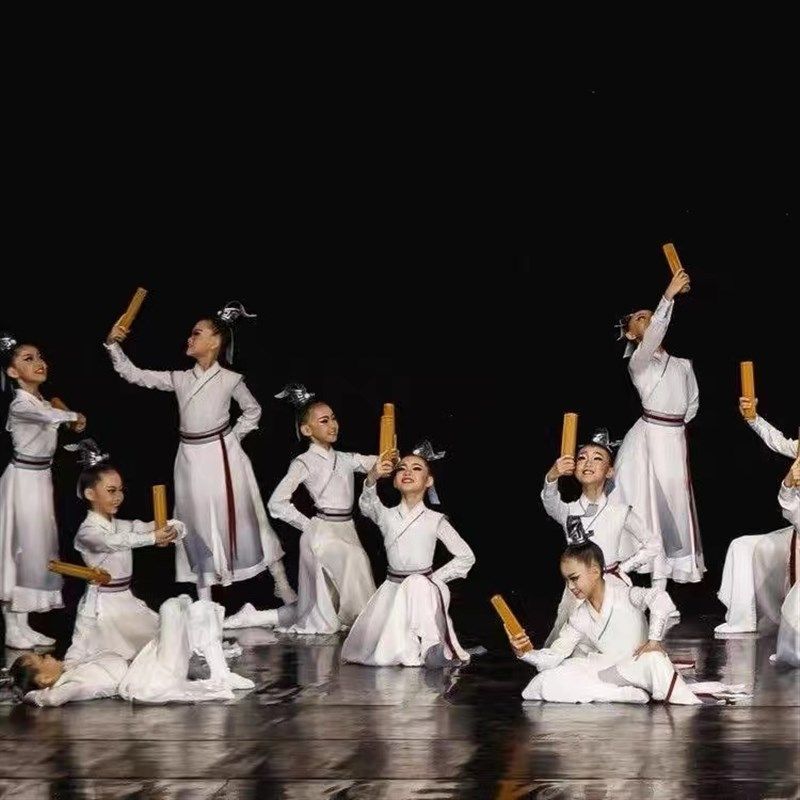 壮志少年行儿童舞蹈演出服少年志水墨朗诵表演服汉服国学古典舞服