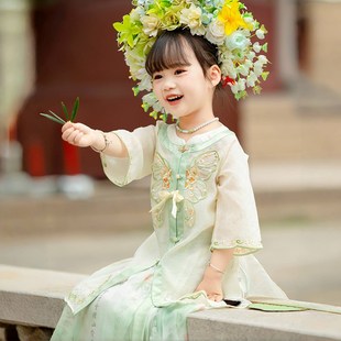 儿童古装 古风马面裙套装 超仙襦裙明制中长衫 汉服女童春夏2024新款