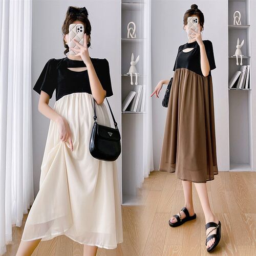 大码孕妇连衣裙夏季新款时尚宽松洋气时髦辣妈裙子夏款短袖200斤