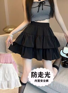 女童半身裙夏款百褶裙黑大儿童女孩短裙夏季A字蛋糕裙小女孩裙子