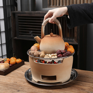 围炉煮茶家用室内老式炭炉小泥炉打边炉烧烤碳炉户外煮茶壶烤茶器