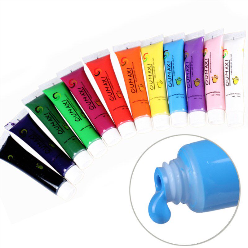 美甲12色丙烯颜料指甲彩绘画初学者练习绘画防水纺织画花工具套装