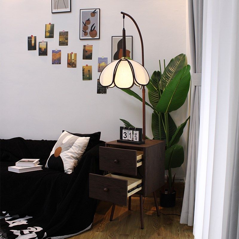 法式复古落地灯卧室客厅中古风沙发边几茶几台灯床头柜一体置物架,家装灯饰光源,装饰落地灯,淘宝优惠券,粉丝福利购,淘宝优惠卷