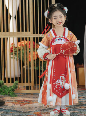 正品唐装汉服女童洋装秋冬新款古装中国风女宝宝儿童裙童装古装