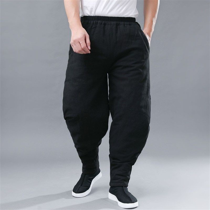 冬季棉麻裤中国风夹棉加厚棉裤松紧腰练功夫裤哈伦裤束脚灯笼裤男,男装,棉裤,淘宝优惠券,粉丝福利购,淘宝优惠卷