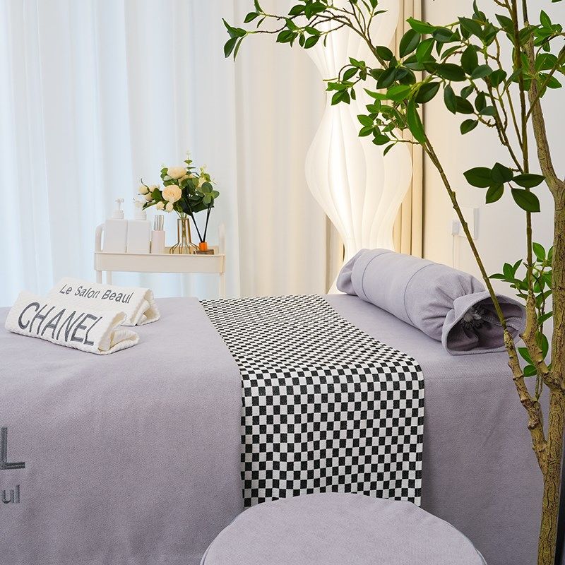 2024新款四季款高档美容床罩四件棉麻床套轻奢美容院用可定制logo