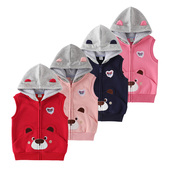 儿童马甲背心春秋外穿男童百搭背心女童宝宝纯棉马夹连帽小孩薄绒