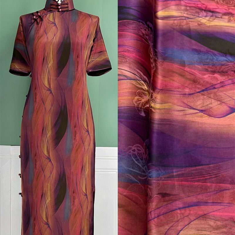 月下微凉梦幻琉璃25姆米透孔花萝红云纱真丝面料 旗袍连衣裙布料,纺织面料/辅料/配套,真丝布料,淘宝优惠券,粉丝福利购,淘宝优惠卷