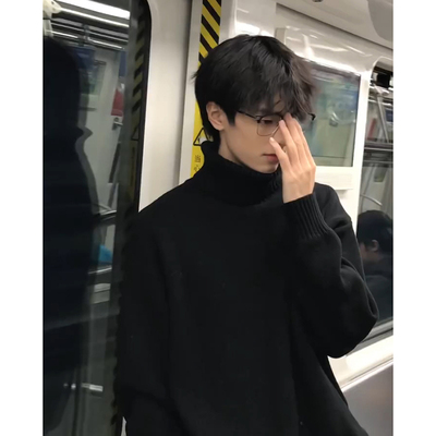 黑色高领毛衣男款秋冬季