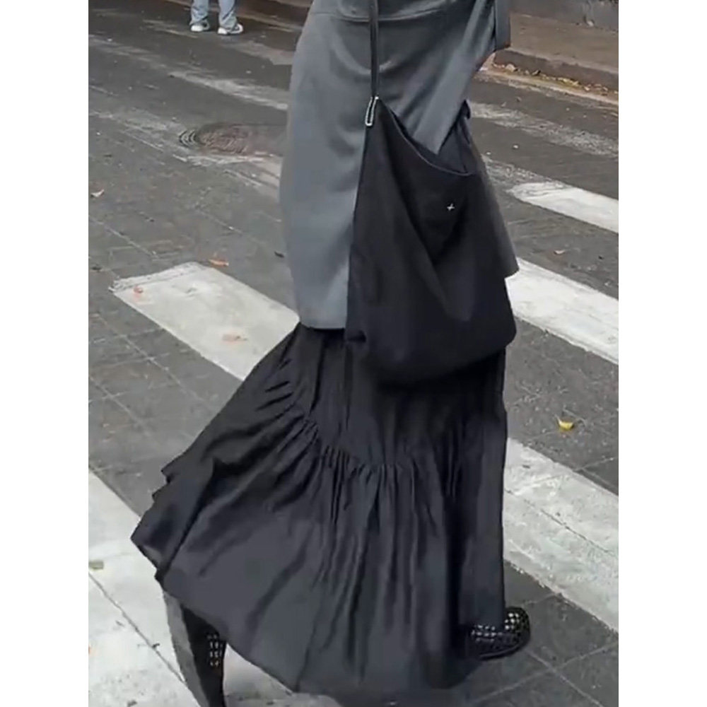 黑色高级感半身裙女2026